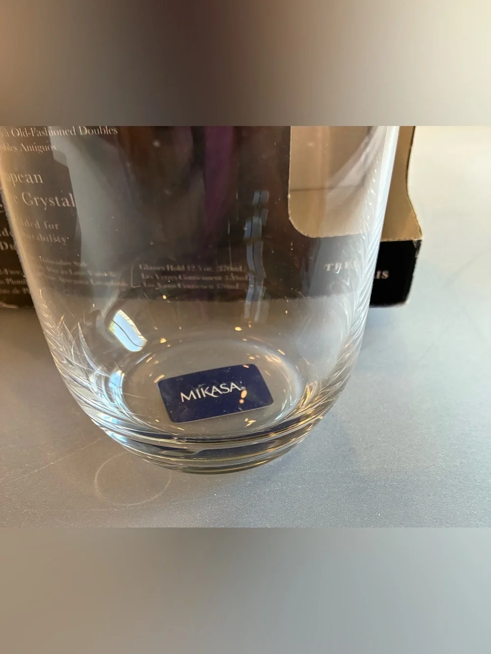 NIB Mikasa Trellis Double Old-Fashioned Glasses, 12.5 fl oz; Lead-Free Crystal